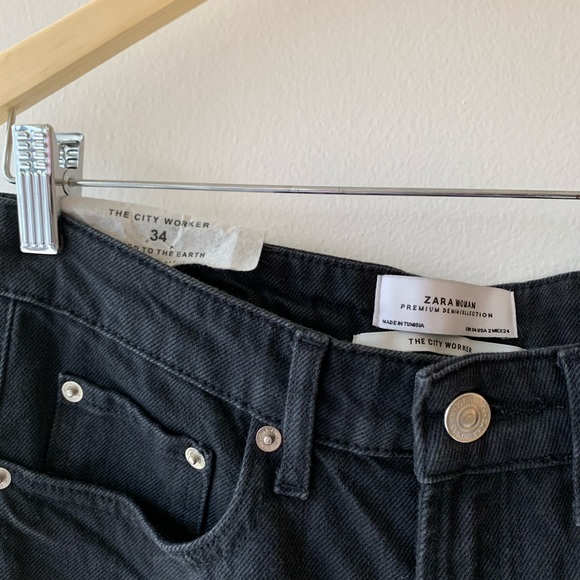 Zara Wide Leg High Rise Baggy Black Jeans - Picture 7 of 16